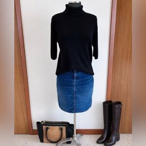 Vintage 90s Jones New York Ribbed Elbow Sleeve Turtleneck Sweater